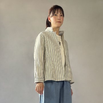 【亀田縞】レギュラーブラウス　ブルーストライプ　BL-2の画像