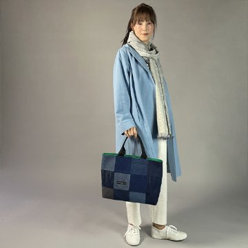 【備後絣】　ミニフードコート　（総裏地付き）うす藍色の画像