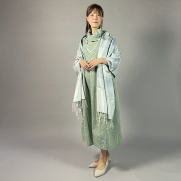 【遠州綿紬】花びら衿ワンピース　ラメ入り　夕涼みの画像