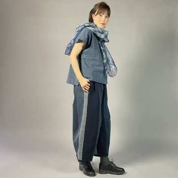 【遠州綿紬】ノーカラープルオーバー　枡花色（ますはないろ）の画像