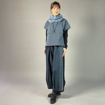 【遠州綿紬】ノーカラープルオーバー　枡花色（ますはないろ）の画像