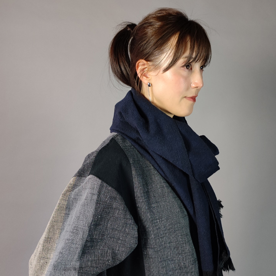 【遠州綿紬】ロングジャケット　あらし4列　黒の画像