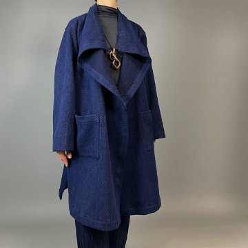 【備後絣】フリースタイルコート　藍染め　刺し織り画像