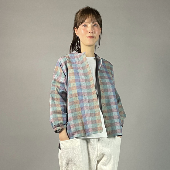 【遠州綿紬】バルーン袖ブラウス 山葡萄の画像