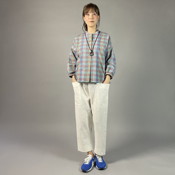 【備後絣】横ポケットパンツ　白スラブの画像