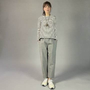 【亀田縞】横ポケットパンツ　畝織り　グレー縞の画像