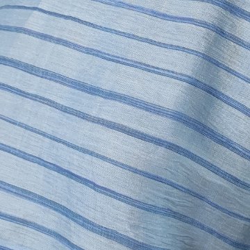 【近江ちぢみ】麻100％　半袖ワンピース　アイスブルーストライプの画像