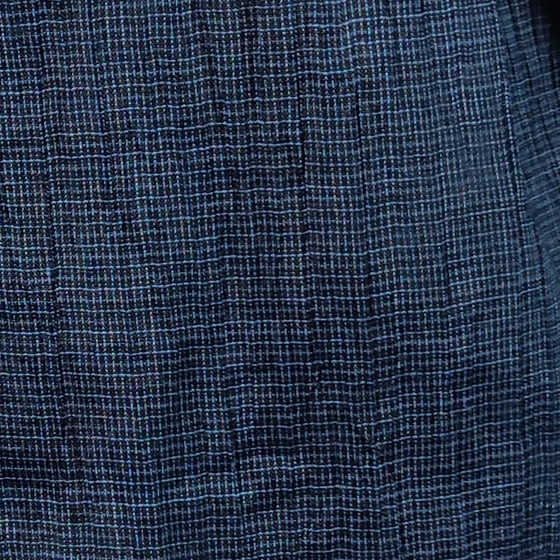 【近江ちぢみ】麻100％　切り替えワンピース　紺　細格子の画像