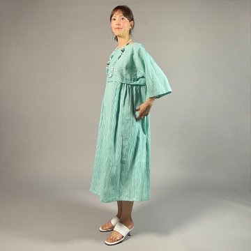 【近江ちぢみ】七分袖　ワンピース　ミントグリーンの画像