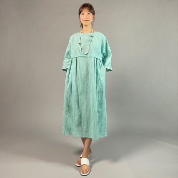 【近江ちぢみ】七分袖　ワンピース　ミントグリーンの画像