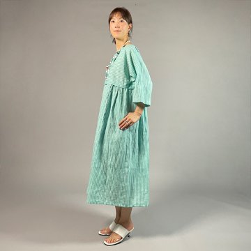 【近江ちぢみ】七分袖　ワンピース　ミントグリーンの画像