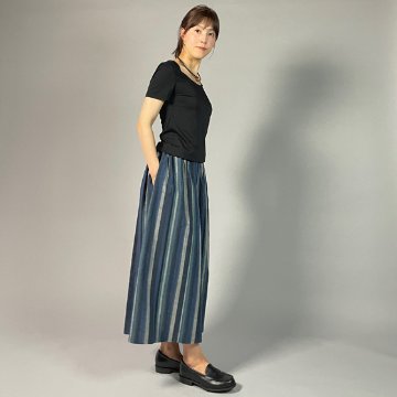 【遠州綿紬】ギャザースカート　大海の画像