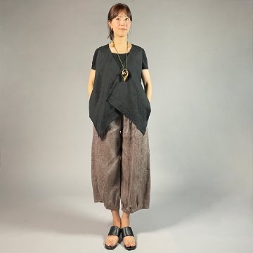 【近江ちぢみ】麻100％　フリースタイルベスト　黒の画像