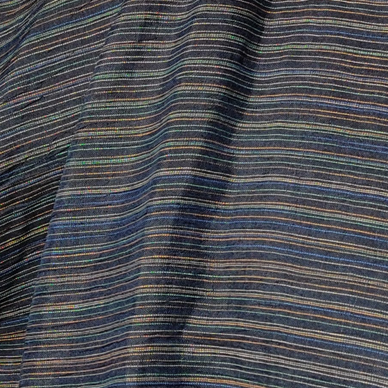 【近江ちぢみ】麻100％　段違い前開きワンピース　多色縞の画像