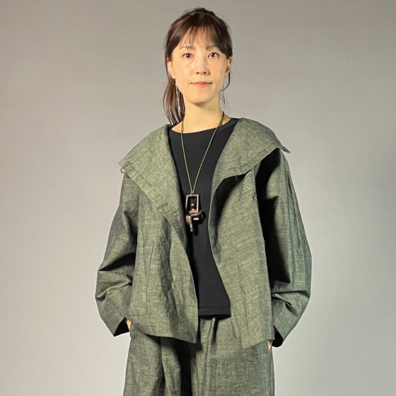 【遠州綿紬】フリースタイルショートジャケット　綿麻ネップ　モスグリーンの画像