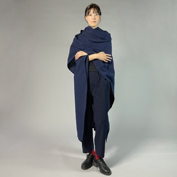 【備後絣】藍染め　インフィニティ・ケープコート　濃紺スラブの画像