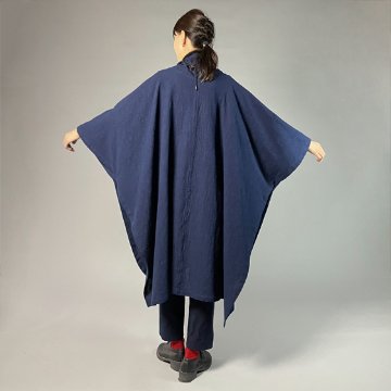 【備後絣】藍染め　インフィニティ・ケープコート　濃紺スラブの画像