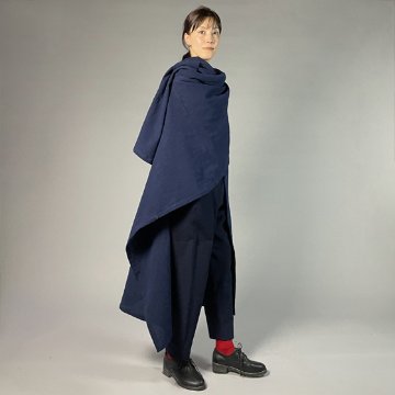 【備後絣】藍染め　インフィニティ・ケープコート　濃紺スラブの画像
