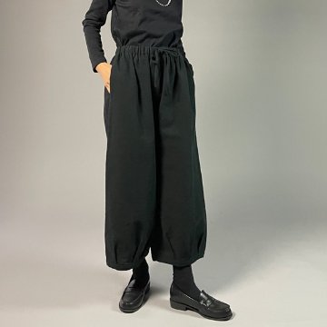 【遠州綿紬】タックワイドパンツ　あらし　黒の画像