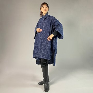 【遠州木綿】藍染刺し子織り　羽織コート　紺地の画像