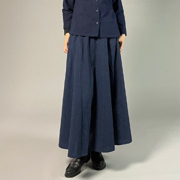 【亀田縞】十枚ハギフレアスカート　ワッシャー　紺の画像