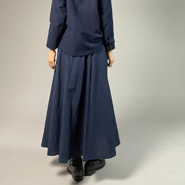 【亀田縞】十枚ハギフレアスカート　ワッシャー　紺の画像