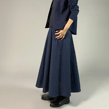 【亀田縞】十枚ハギフレアスカート　ワッシャー　紺の画像