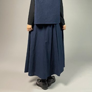 【亀田縞】十枚ハギフレアスカート　ワッシャー　紺の画像