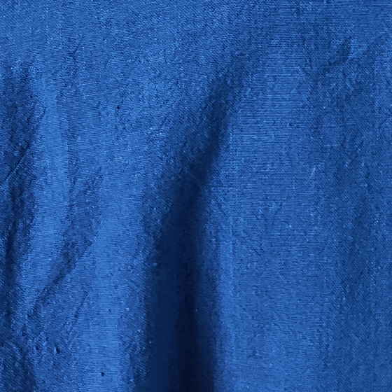 【備後絣】藍染め　台衿付きスタンドカラーブラウス　配色切り替え　中紺　青の画像