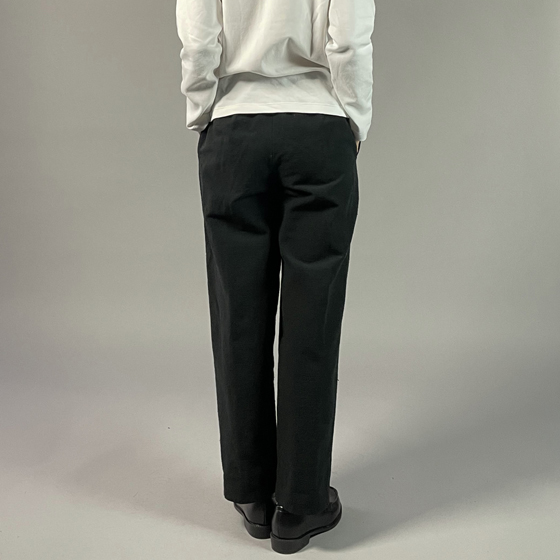 【遠州綿紬】綿麻ストレートパンツ　あらし黒の画像