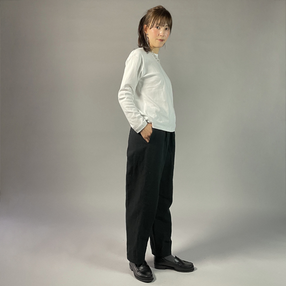 【遠州綿紬】綿麻ストレートパンツ　あらし黒の画像