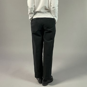 【遠州綿紬】綿麻ストレートパンツ　あらし黒の画像
