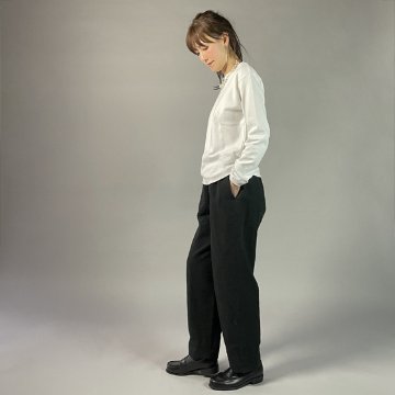 【遠州綿紬】綿麻ストレートパンツ　あらし黒の画像
