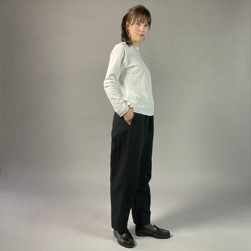 【遠州綿紬】綿麻ストレートパンツ　あらし黒の画像