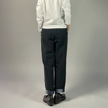 【遠州綿紬】綿麻ストレートパンツ　あらし濃紺　　の画像