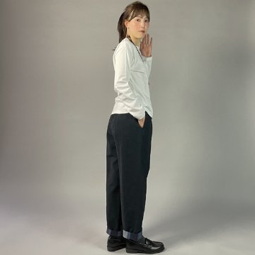 【遠州綿紬】綿麻ストレートパンツ　あらし濃紺　　の画像