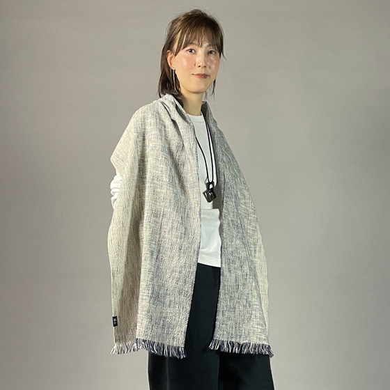 【遠州木綿】　綿ショール  みやま 紺白の画像