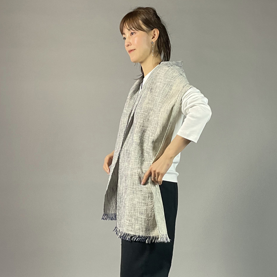 【遠州木綿】　綿ショール  みやま 紺白の画像