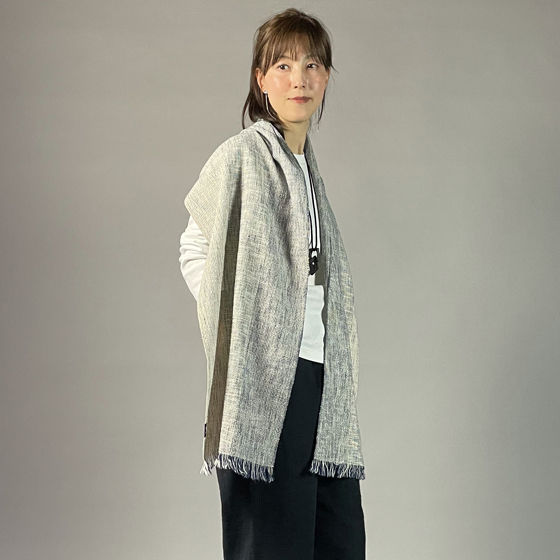 【遠州木綿】　綿ショール  みやま 紺白の画像