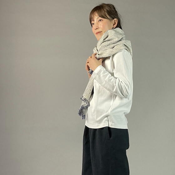 【遠州木綿】　綿ショール  みやま 紺白の画像