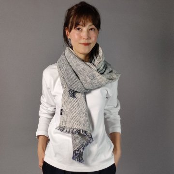 【遠州木綿】　綿ショール  みやま 紺白の画像