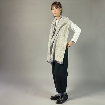 【遠州木綿】　綿ショール  みやま 紺白の画像