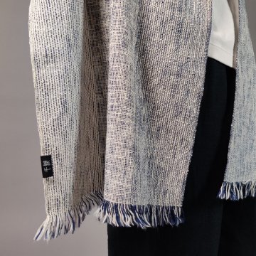 【遠州木綿】　綿ショール  みやま 紺白の画像