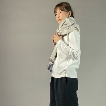 【遠州木綿】　綿ショール  みやま 紺白の画像