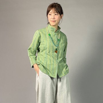 【遠州綿紬】レギュラーブラウス　七分袖　踏青（とうせい）の画像