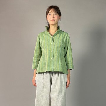 【遠州綿紬】レギュラーブラウス　七分袖　踏青（とうせい）の画像