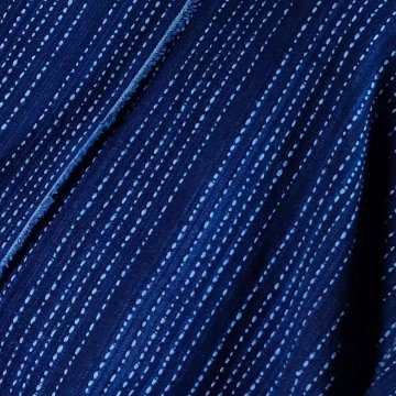 【遠州木綿】藍染め　羽織ショートジャケット　刺し子風縞柄　紺の画像