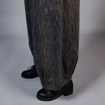 【備後絣】ワイドタックパンツ　柿藍シャンブレーの画像