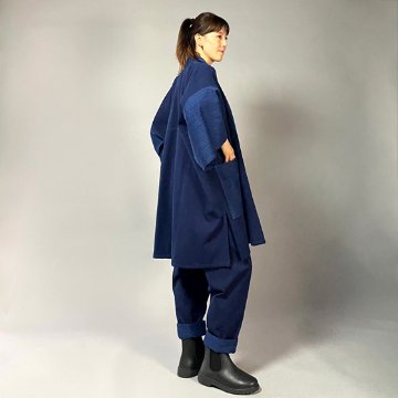 【遠州木綿】藍染め　袢纏（はんてん）コート　刺し織りの画像
