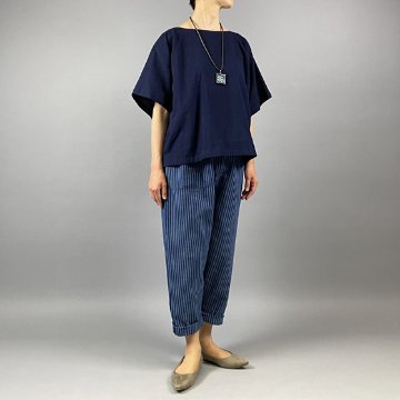 【備後絣】KIMONOスリーブ　楊柳　藍染め　濃紺の画像